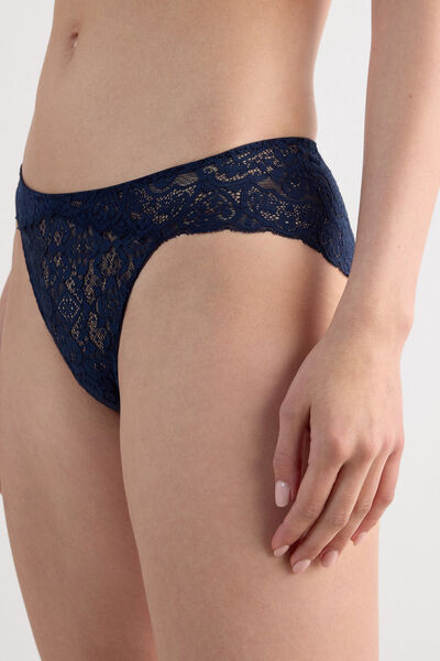 Side view of Intimissimi Krajkové Kalhotky s Nízkým Pasem Žena Modrál-khuil Velikost 1