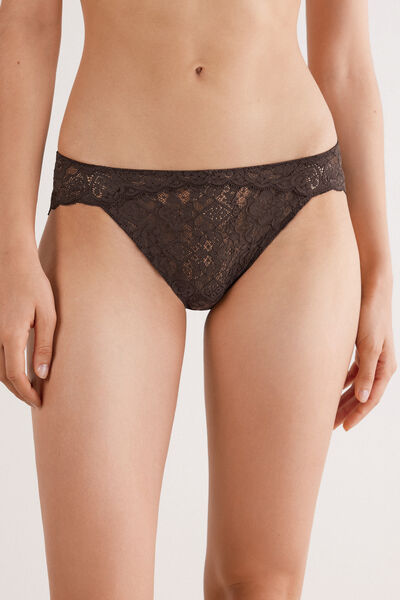 Side view of Intimissimi Krajkové Kalhotky s Nízkým Pasem Žena Hnědá Velikost 3