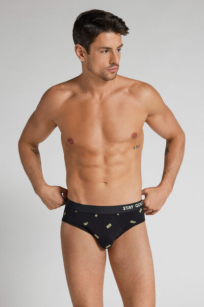 Intimissimi Slipy z Bavlny Superior s Potiskem Peněz Člověk Černá Velikost 3-image-SIU01B 019 3