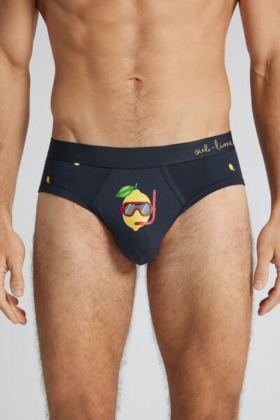 Side view of Intimissimi Slipy z Bavlny Superior s Potiskem Sub-Lime Člověk Modrál-khuil Velikost 4