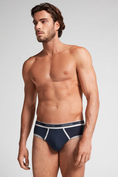Intimissimi Slipy z Bavlny Natural Fresh s Logem Člověk Modrál-khuil Velikost 3-image-SIU12G 320J3