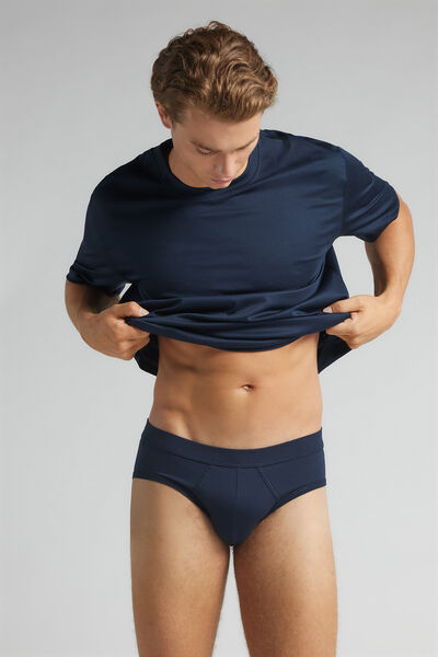 Intimissimi Slipy z mercerované bavlny filo Premium Člověk Modrál-khuil Velikost 3-image-SIU12H 490J3
