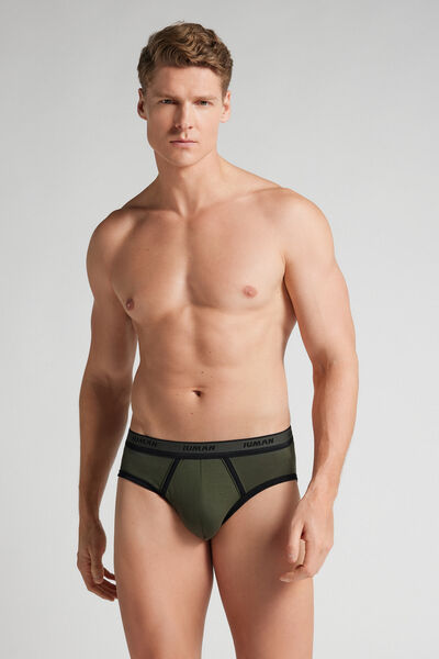 Intimissimi Pánské Slipy z Bavlny Superior s Logem Člověk Zelená Velikost 3-image-SIU12I 102K3