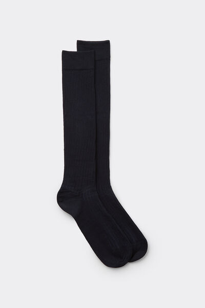 Intimissimi Dlouhé Ponožky z Žebrované Bavlny Soft Cotton Člověk Modrál-khuil Velikost 42-43-image-IL0605 095I42-43