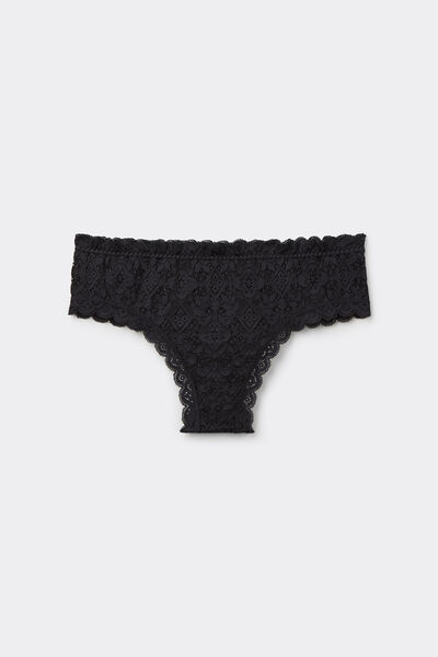 Side view of Intimissimi Krajkové Francouzské Kalhotky ve Stylu Brazilek Žena Černá Velikost 7