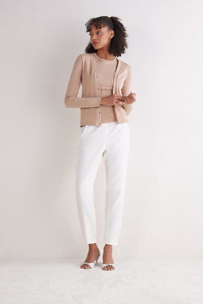 Intimissimi Cardigan A Costine In Cotone Lamè  L Rosa Donna
