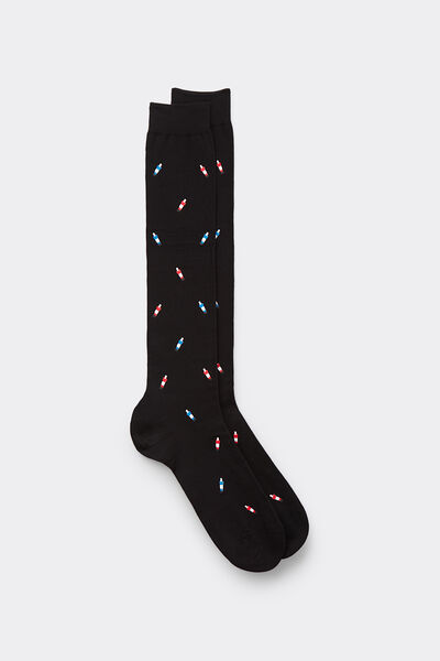 Intimissimi Calcetines Largos de Algodón Estampados Hombre Negro Tamaño 40-41