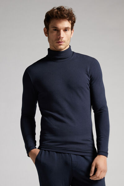 Intimissimi Long-sleeve High-Neck Modal-Cashmere Top Man Blue Size S