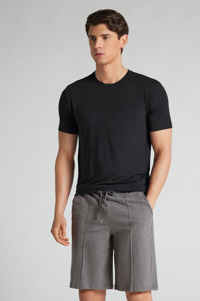 Intimissimi Rib Detail Cotton Shorts Man Dark Grey Size M