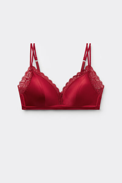 Side view of Intimissimi Trojúhelníková Podprsenka Tiziana z Hedvábí a Krajky Žena Červená Velikost 1B