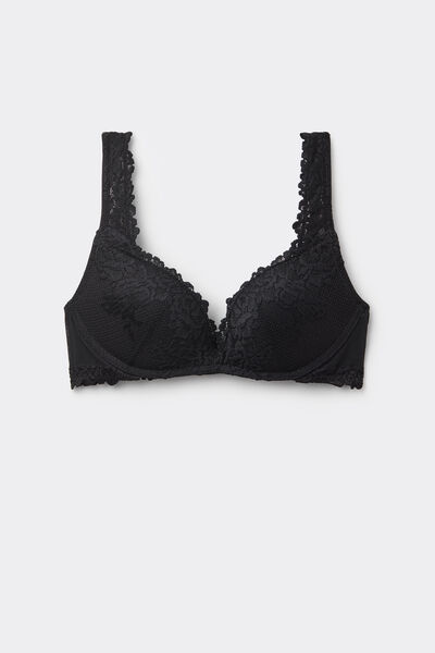 Side view of Intimissimi Super Push-Up Podprsenka Gioia Pretty Flowers Žena Černá Velikost 2D
