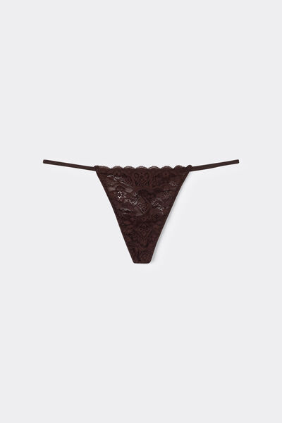 Side view of Intimissimi Krajková Pásková Tanga Žena Hnědá Velikost 3