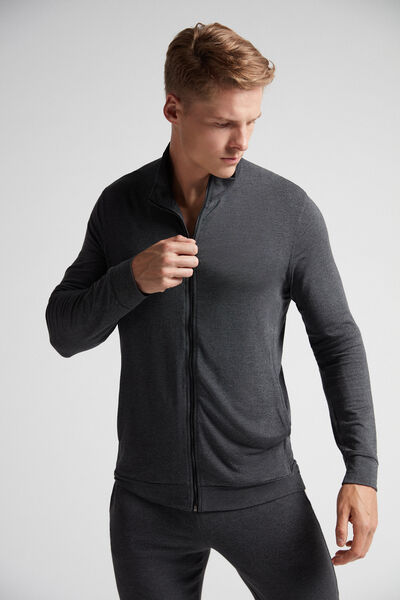 Intimissimi Sudadera con Cremallera de Seda y Modal Hombre Gris Tamaño L