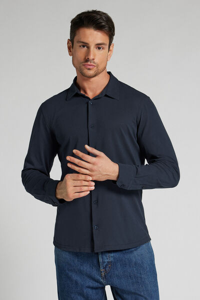 Intimissimi Camisa de Algodón Piqué Hombre Azul Tamaño L