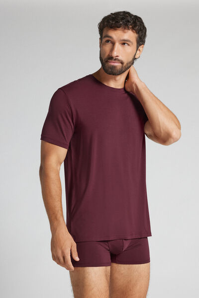 Intimissimi Camiseta de Soft Silk Hombre Burdeos Tamaño L