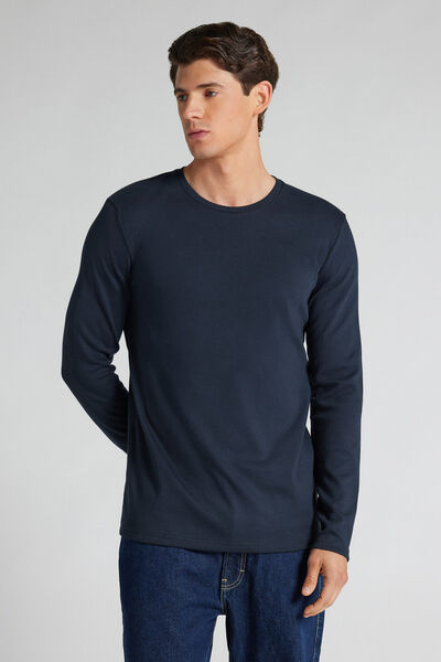 Intimissimi Camiseta de Manga Larga en Cálido Algodón Hombre Azul Tamaño L