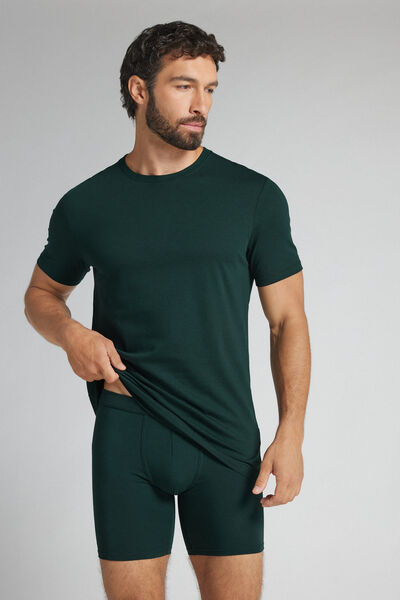 Intimissimi Bóxer Largo de Algodón Superior Hombre Verde Tamaño 38
