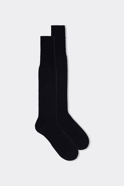 Intimissimi Medias Largas de Algodón Hilo de Escocia Rasado Hombre Azul Tamaño 37-39