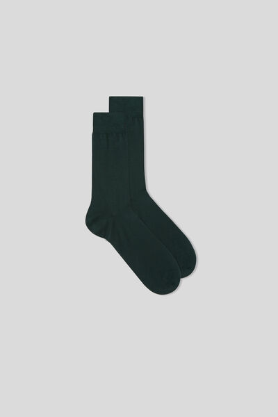 Intimissimi Medias Cortas de Algodón Hilo de Escocia Rasado Hombre Verde Tamaño 40-41