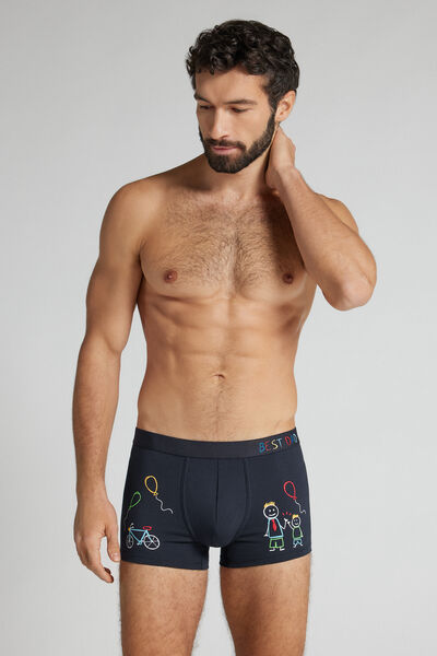 Intimissimi Bóxer Algodón Superior Best Dad Hombre Azul Tamaño 44