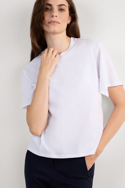 Intimissimi Camiseta de Manga Corta y Corte Recto de Algodón Mujer Azul Tamaño L