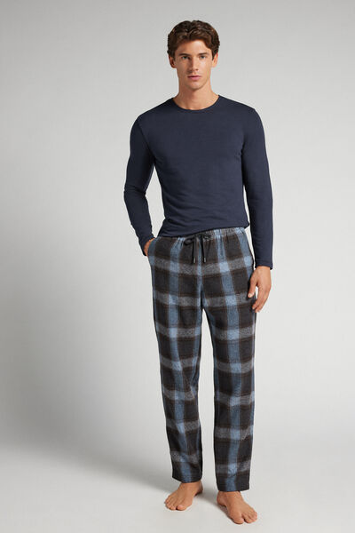 Intimissimi Pantalones largos de punto con estampado de cuadros azules Hombre Marrón Tamaño L