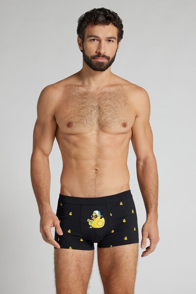 Intimissimi Bóxer Algodón Superior Estampado Patito Hombre Negro Tamaño 38