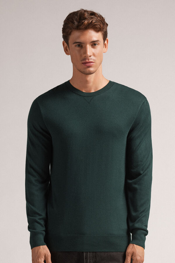 Long-Sleeved Round-Neck Jersey Top