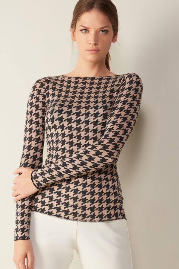 Houndstooth Top in Modal and Ultralight Cashmere
