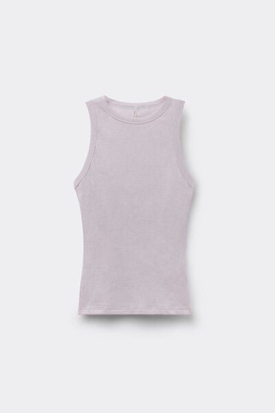 Ribbed Lam&eacute; Cotton Vest Top