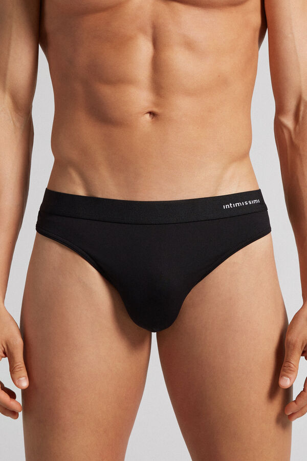 Men's Microfibre Thong with Logo Detail