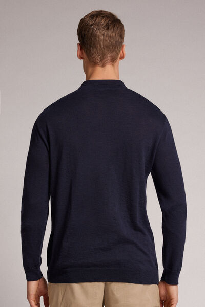 Long-Sleeved Jersey Polo Shirt