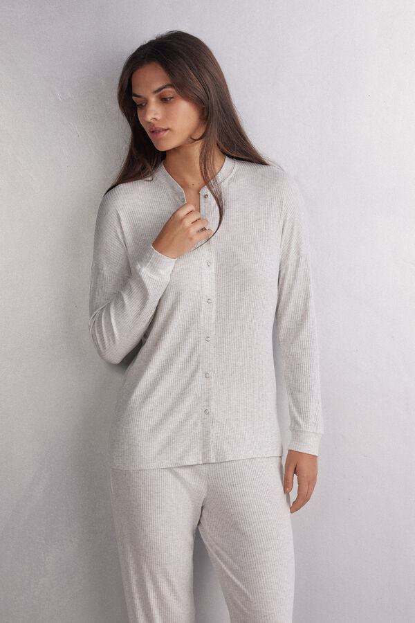 Maglia Manica Lunga Aperta Davanti in Modal Chic Comfort