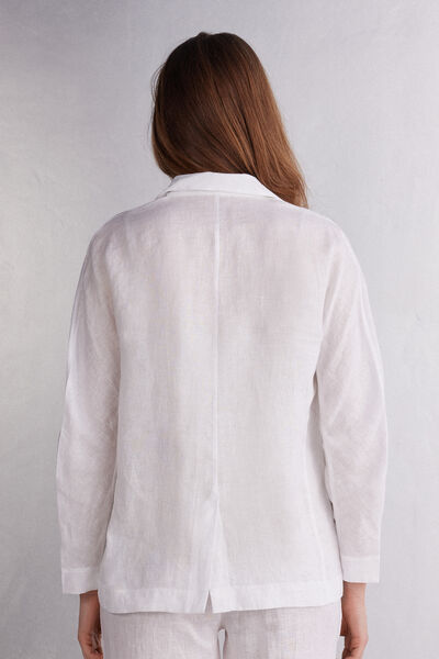 Double-Breasted Plain-Weave Linen Blazer