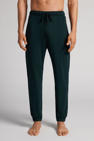Modal and Silk Piqué Full Length Pants