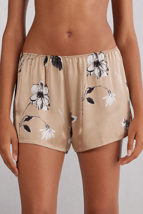 Pantaloncini in Raso di Viscosa Autumn Blossom