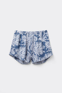 Calções em Cetim de Viscose Flower Paisley