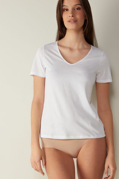 Kurzärmeliges Shirt aus Supima®-Baumwolle Ultrafresh mit V-Ausschnitt