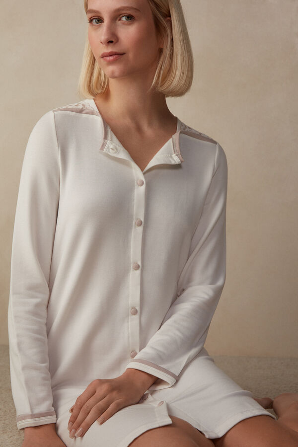Romantic Bedroom Modal with Wool Button-Down Nightdress