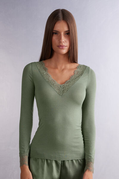 Modal Cashmere Ultralight Long Lace Shirt