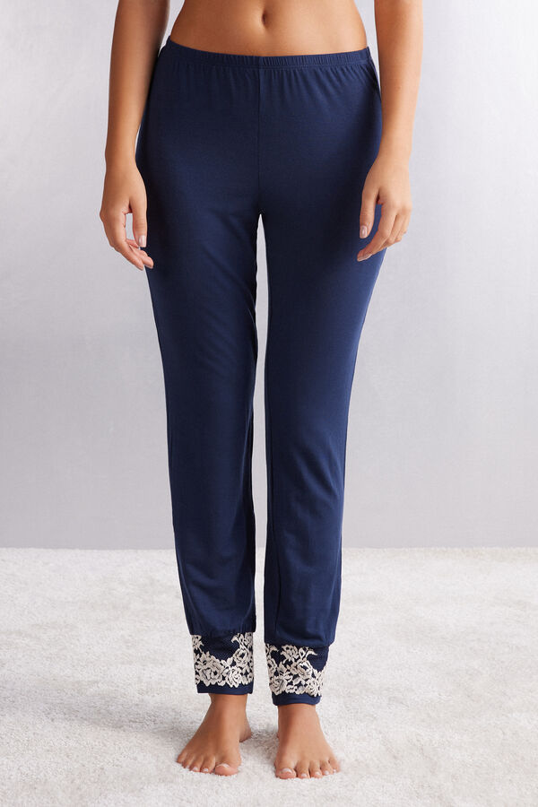 Pantalon avec chevilles resserrées en modal PRETTY FLOWERS