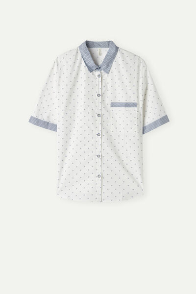 Santorini View Short-Sleeved Cotton Shirt