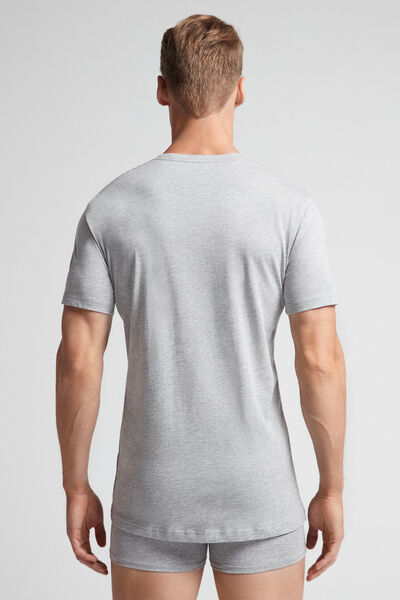 T-Shirt z Krótkim Rękawem i Okrągłym Kołnierzykiem z Bawełny Supima®