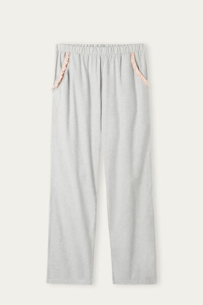 Cotton Rouches Brushed Plain-Weave Cotton Pyjama Bottoms