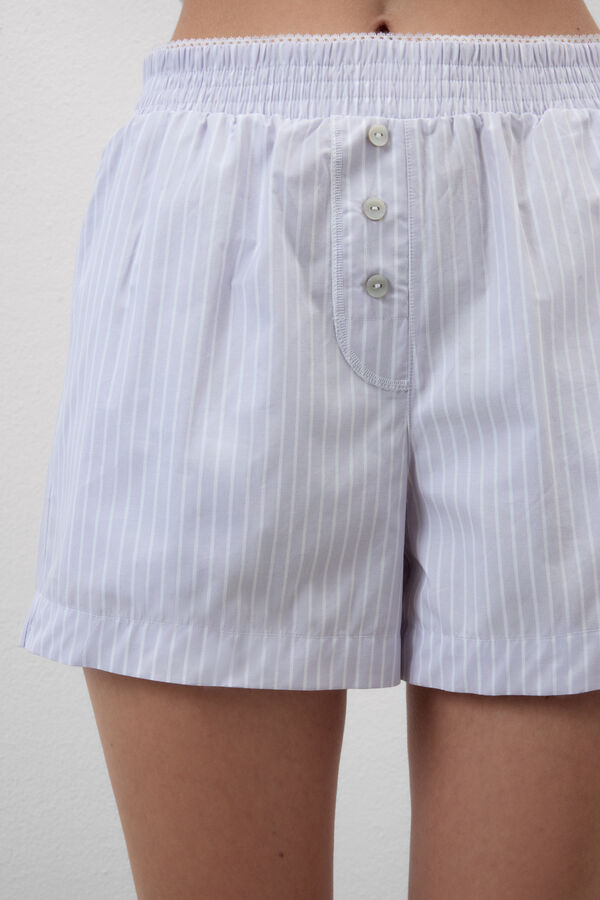 Love Me Tender Striped Cotton Canvas Shorts