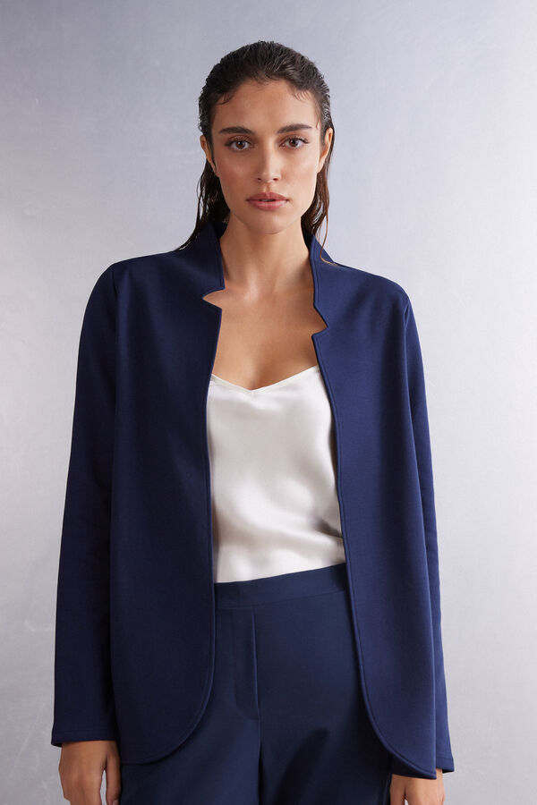 Long-Sleeved Cotton Interlock Cardigan
