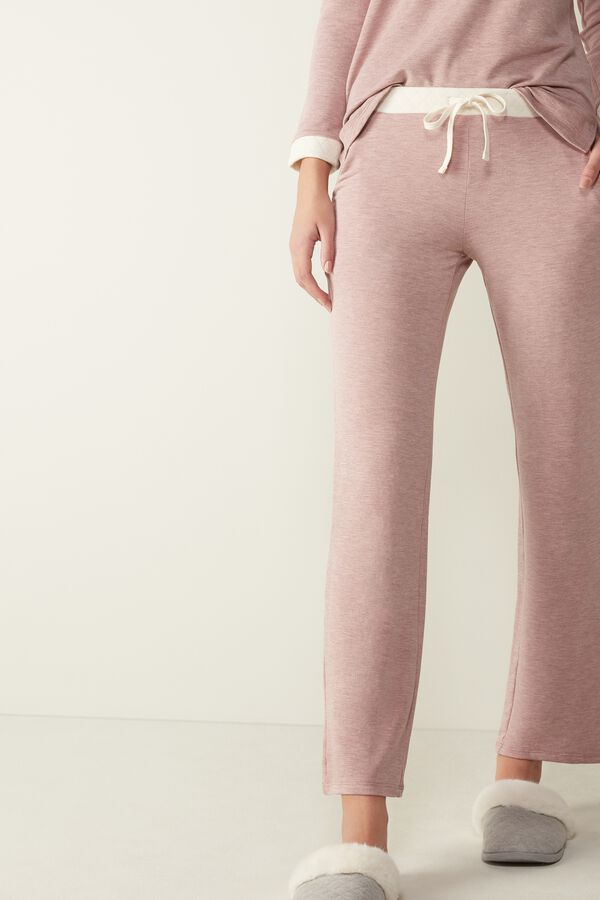 Pants in Modal and Cashmere Plush with Matelasse Insets