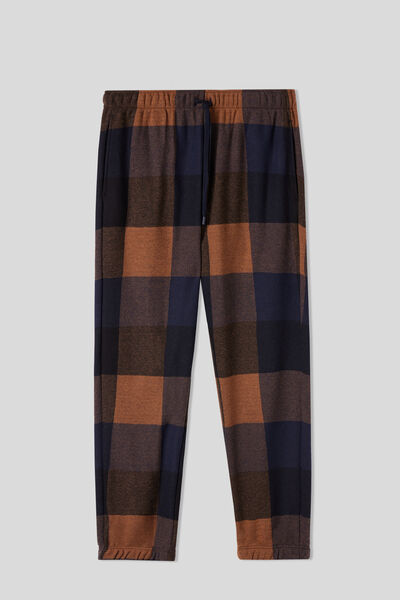 Full-Length Check Pattern Tricot Trousers