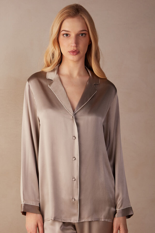 Mannish-Cut Jacket in Silk Satin