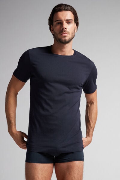 Short Sleeve Round Neck T Shirt in Supima® Cotton